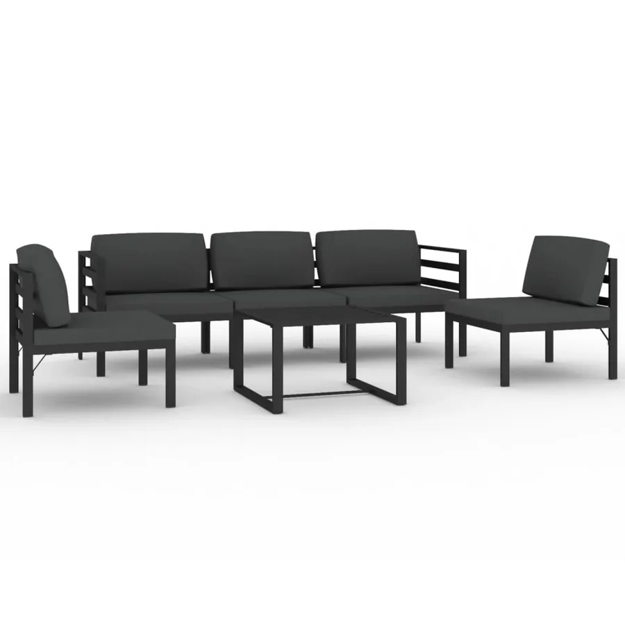 Salon de jardin 6 pcs avec coussins Aluminium Anthracite - 2