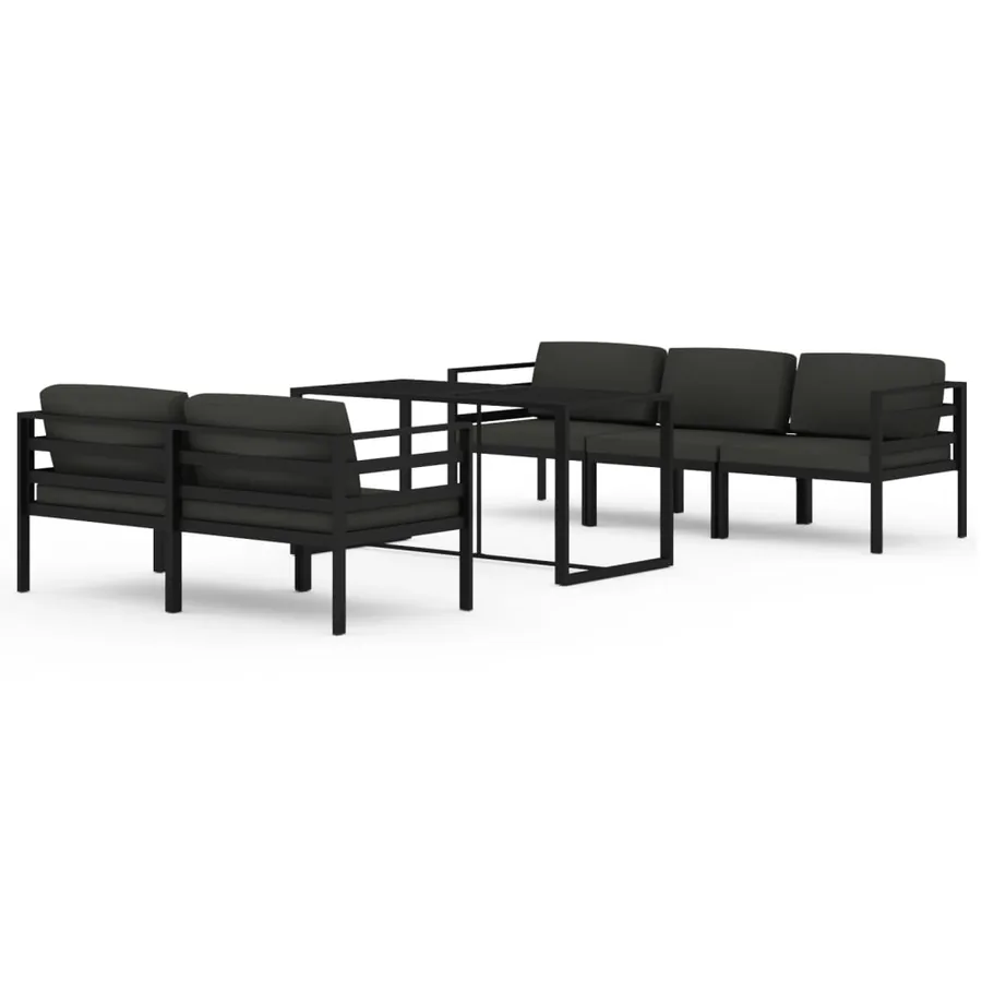 Salon de jardin 6 pcs avec coussins Aluminium Anthracite - 2