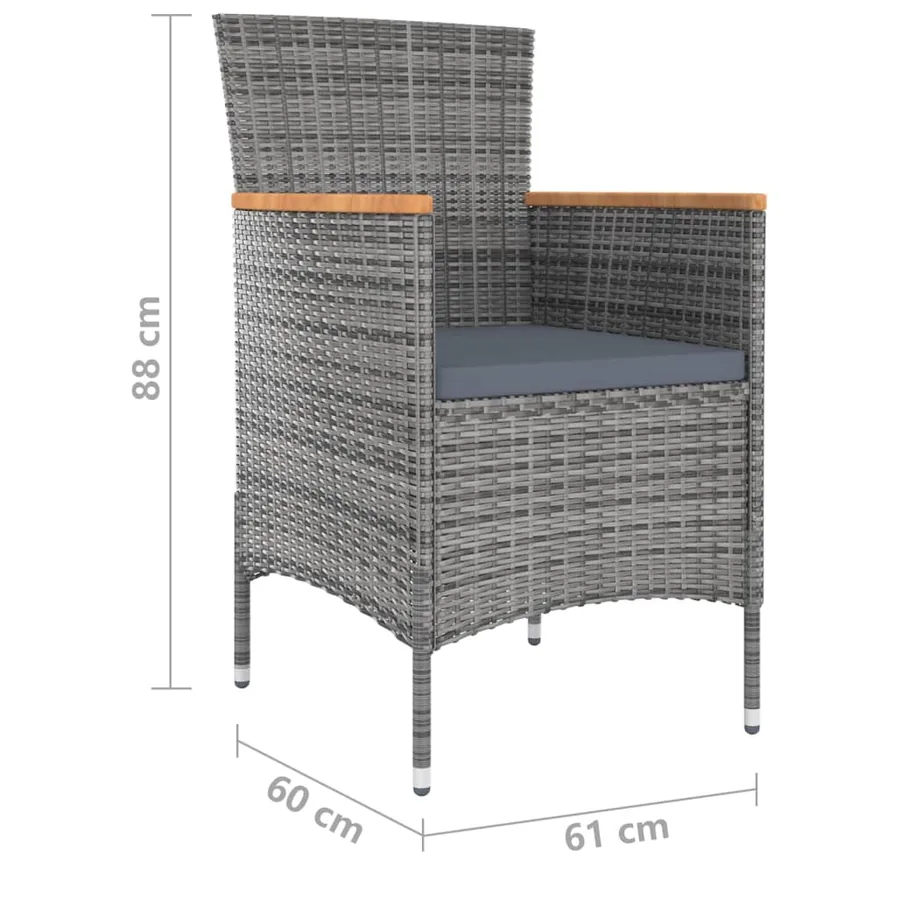 Ensemble à manger de jardin 11 pcs avec coussins Gris - 10