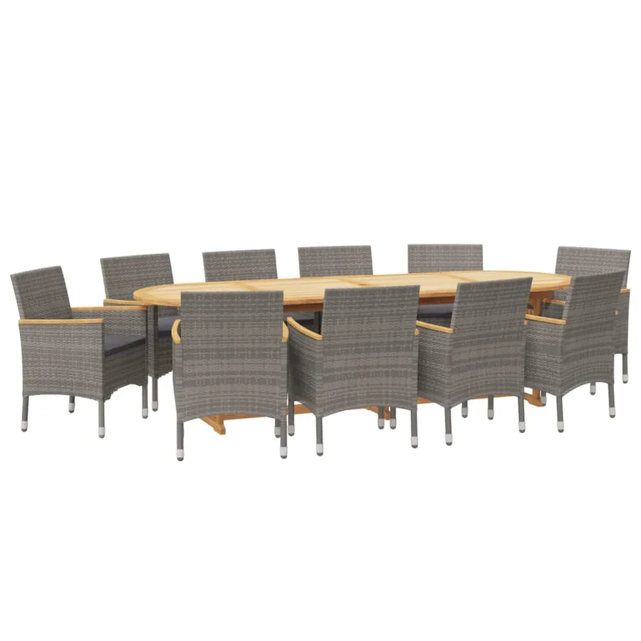 Ensemble à manger de jardin 11 pcs avec coussins Gris - 3