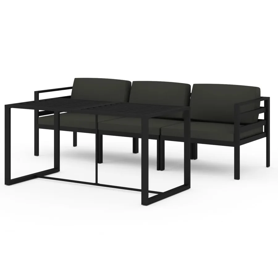 Salon de jardin 4 pcs avec coussins Aluminium Anthracite - 2