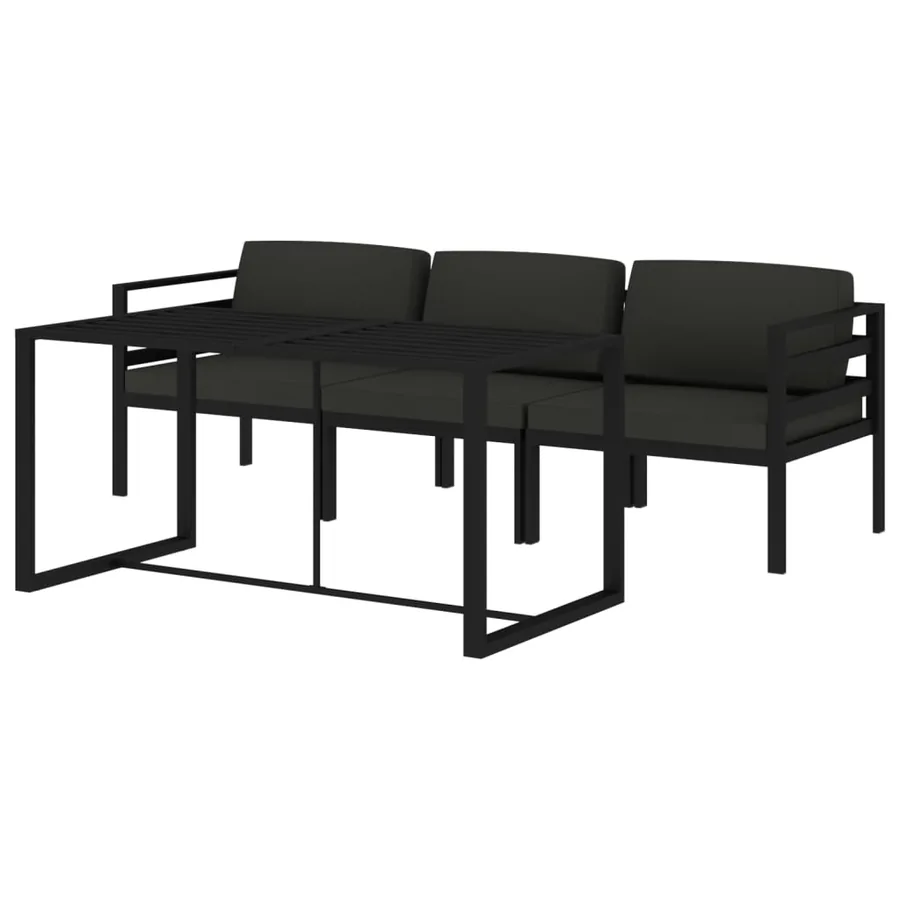 Salon de jardin 4 pcs avec coussins Aluminium Anthracite - 3