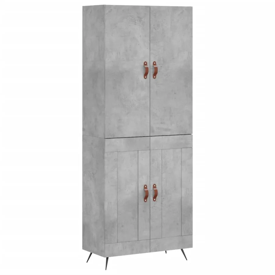 Buffet haut Gris béton 69,5x34x180 cm Bois d'ingénierie - 2