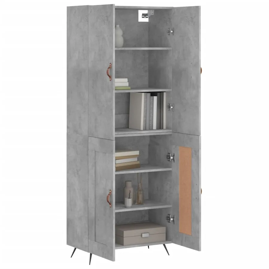 Buffet haut Gris béton 69,5x34x180 cm Bois d'ingénierie - 3