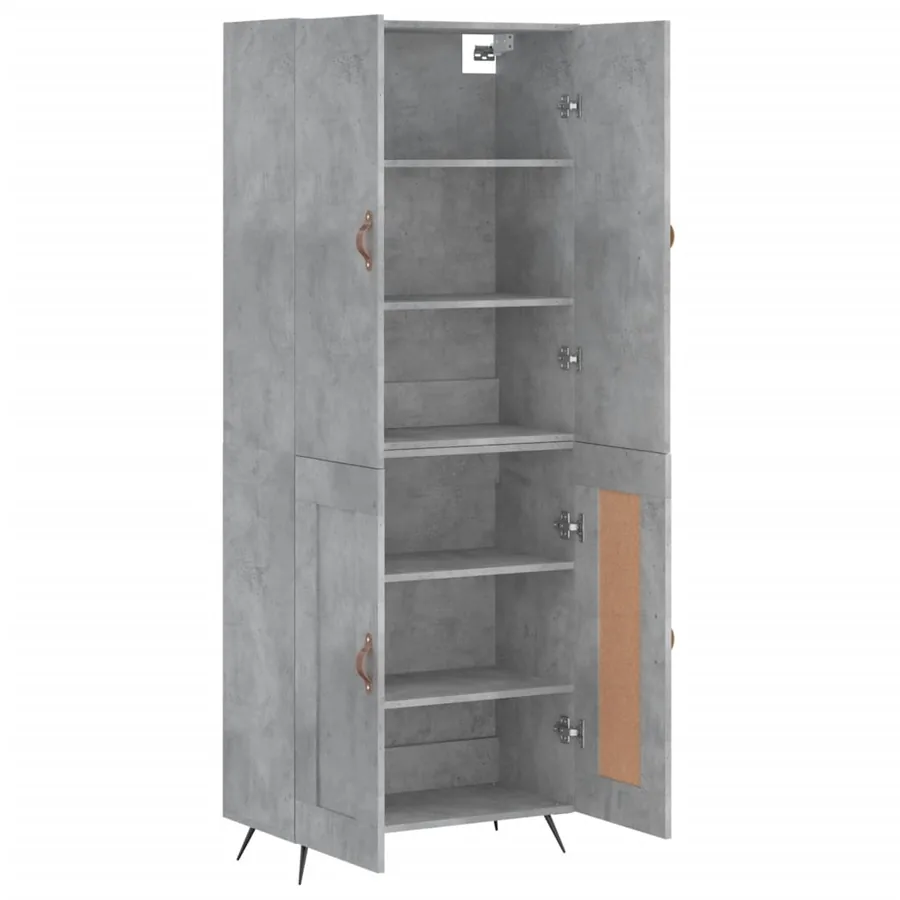 Buffet haut Gris béton 69,5x34x180 cm Bois d'ingénierie - 4