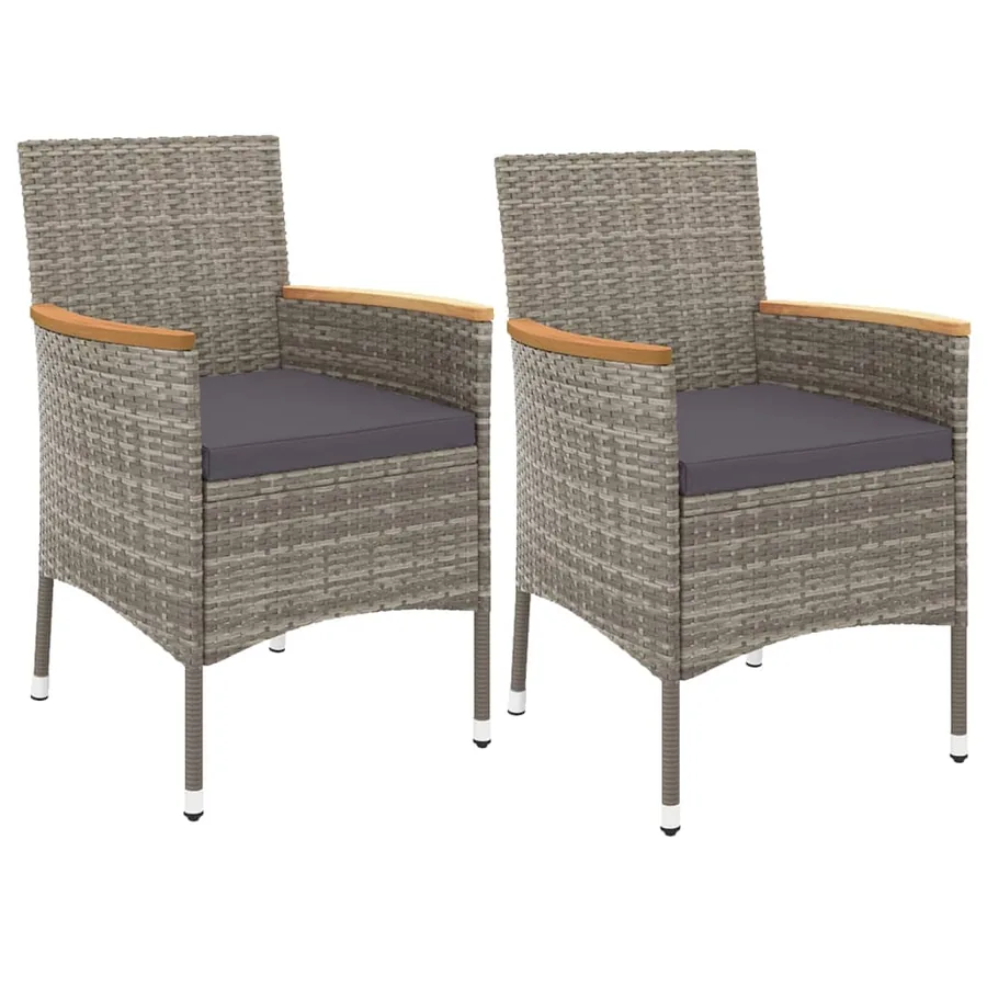 Ensemble de bistro de jardin 3 pcs coussins gris poly rotin - 3