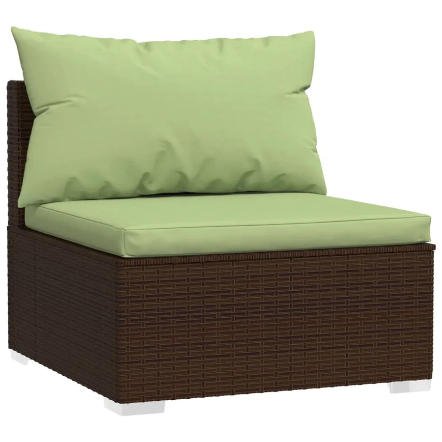 Salon de jardin 9 pcs avec coussins résine tressée marron - 4
