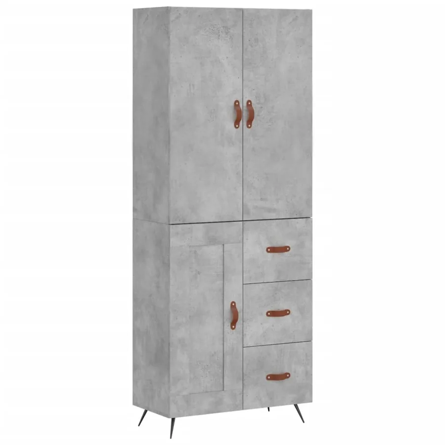 Buffet haut Gris béton 69,5x34x180 cm Bois d'ingénierie - 2
