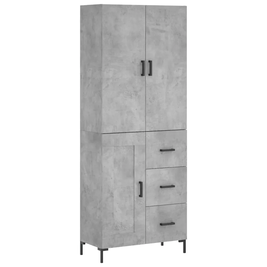 Buffet haut Gris béton 69,5x34x180 cm Bois d'ingénierie - 2