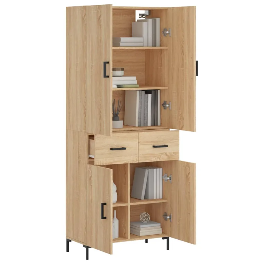 Buffet haut Chêne sonoma 69,5x34x180 cm Bois d'ingénierie - 3