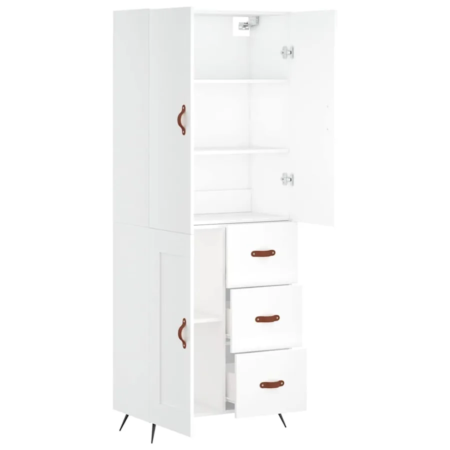 Buffet haut Blanc 69,5x34x180 cm Bois d'ingénierie - 3