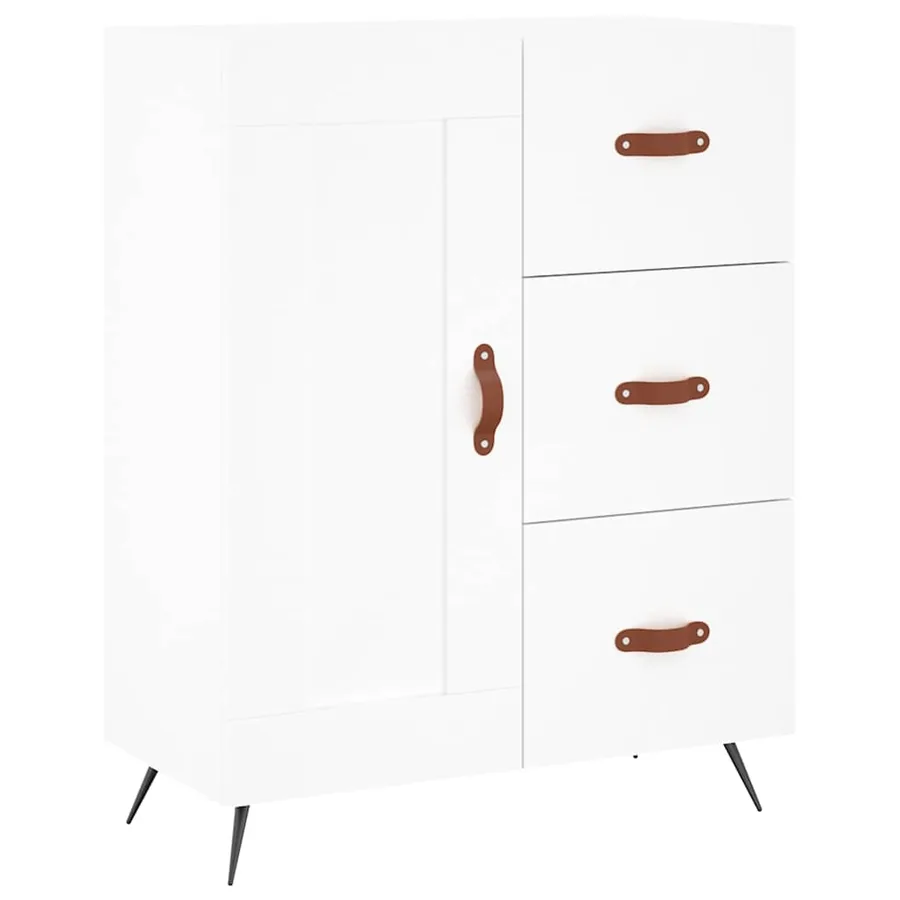 Buffet haut Blanc 69,5x34x180 cm Bois d'ingénierie - 6