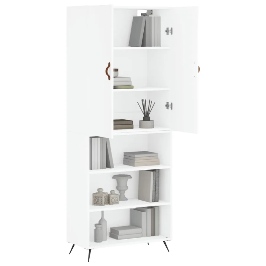 Buffet haut Blanc 69,5x34x180 cm Bois d'ingénierie - 11
