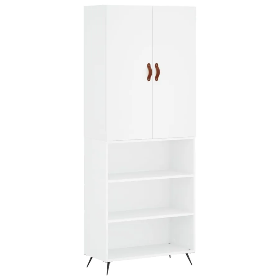 Buffet haut Blanc 69,5x34x180 cm Bois d'ingénierie - 2