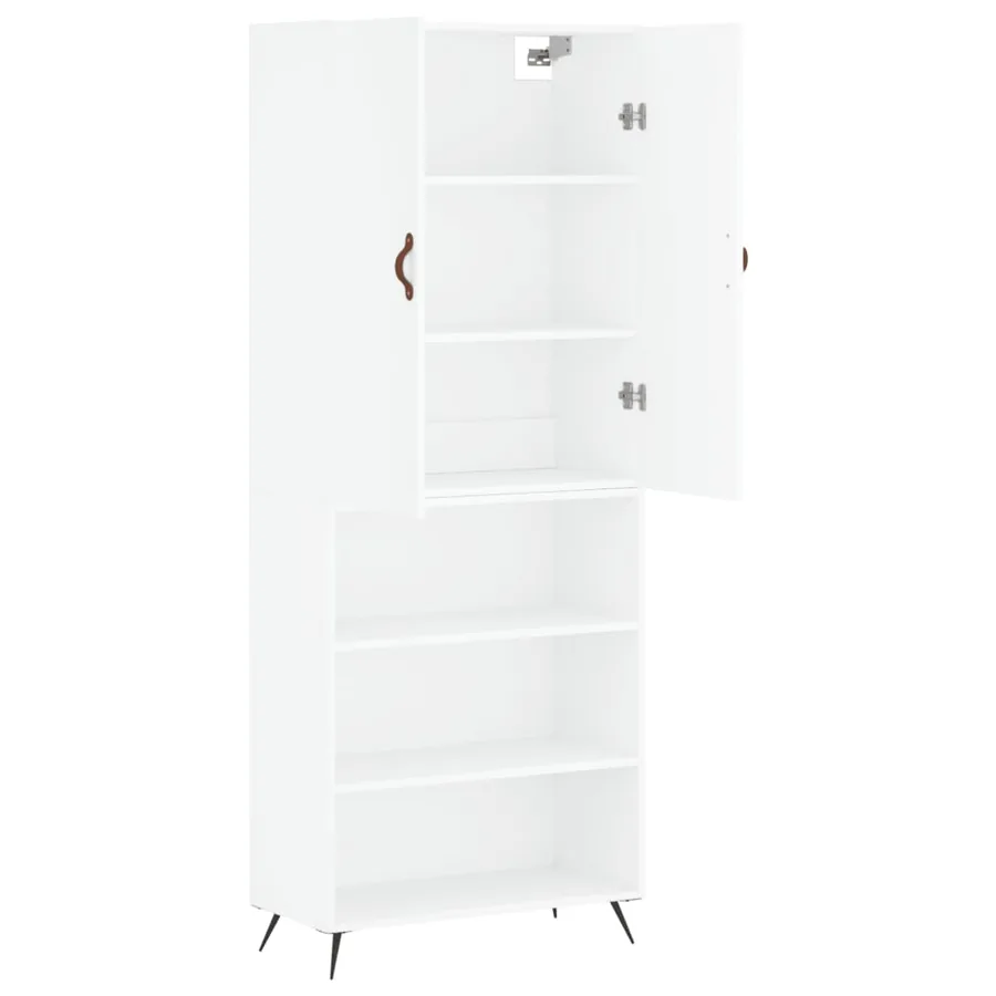 Buffet haut Blanc 69,5x34x180 cm Bois d'ingénierie - 3
