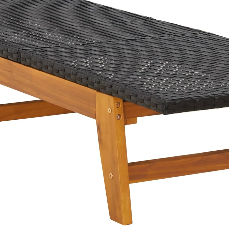 Chaise longue avec table Résine tressée et bois massif d'acacia - 11