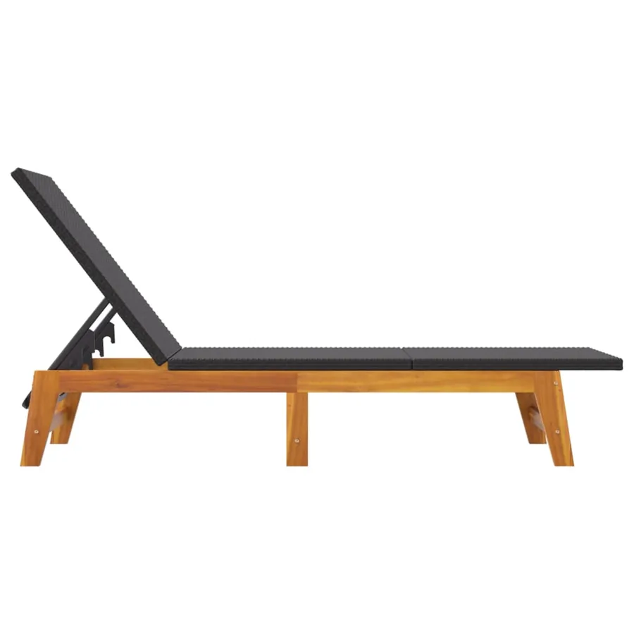Chaise longue avec table Résine tressée et bois massif d'acacia - 7