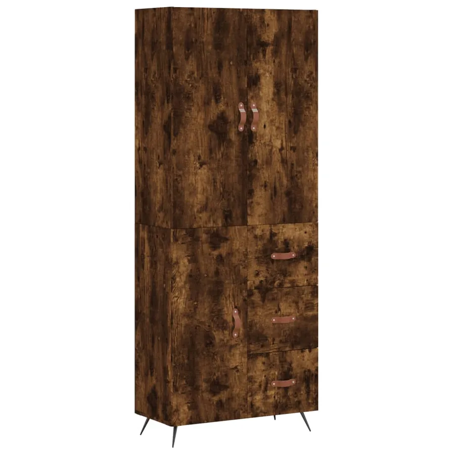 Buffet haut Chêne fumé 69,5x34x180 cm Bois d'ingénierie - 2
