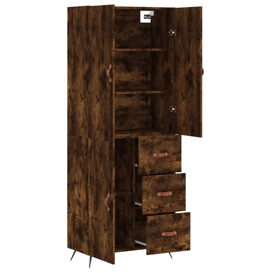 Buffet haut Chêne fumé 69,5x34x180 cm Bois d'ingénierie - 3