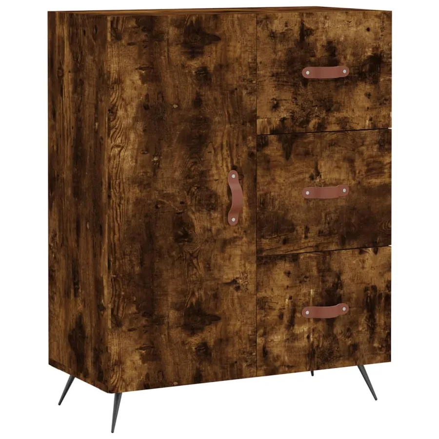 Buffet haut Chêne fumé 69,5x34x180 cm Bois d'ingénierie - 6