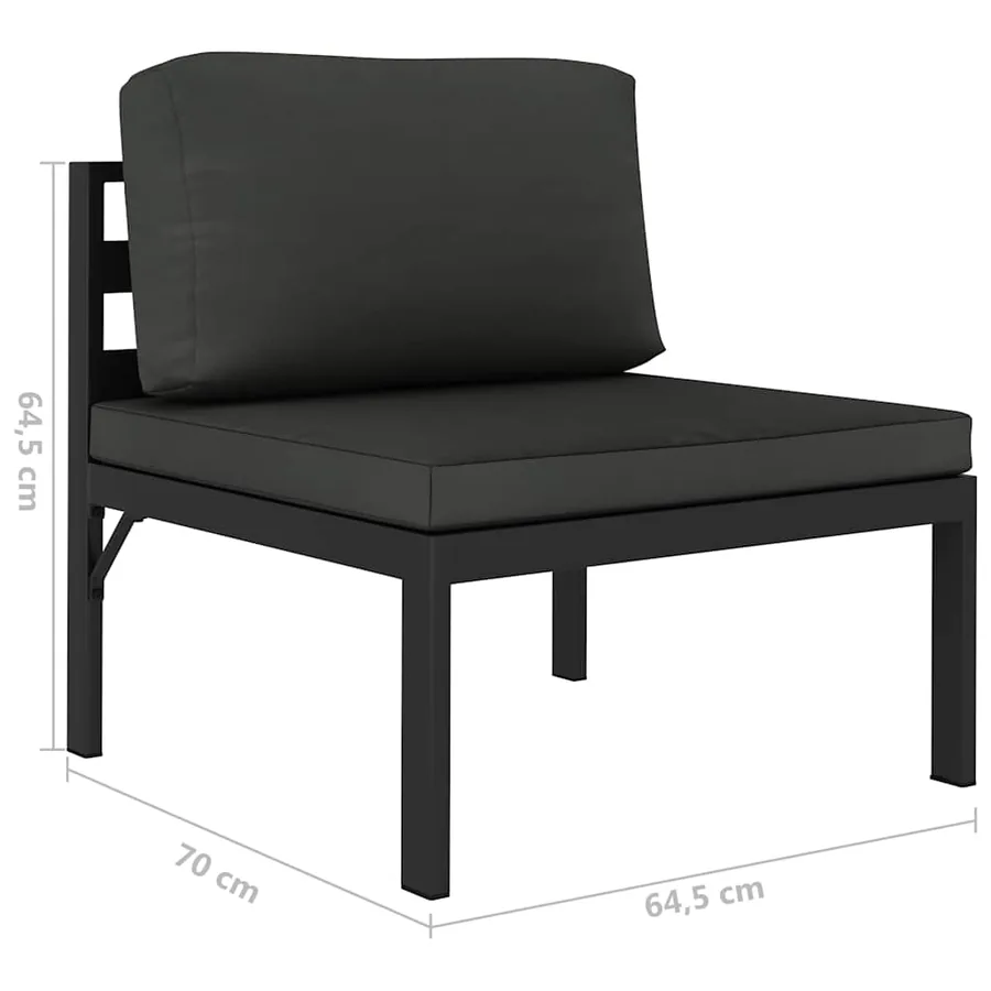 Salon de jardin 6 pcs avec coussins Aluminium Anthracite - 7