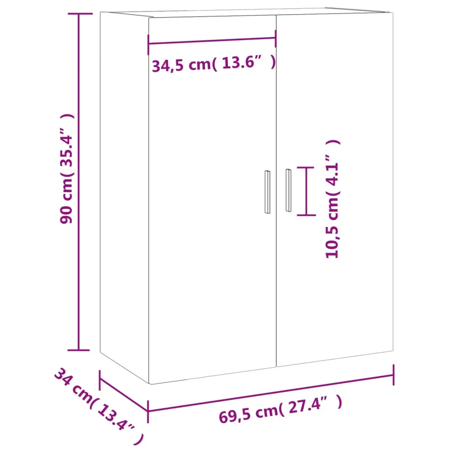 Armoire murale chêne marron 69,5x34x90 cm - 13