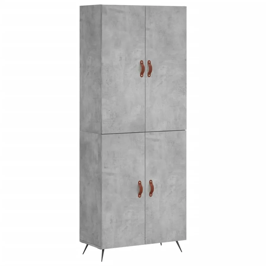 Buffet haut Gris béton 69,5x34x180 cm Bois d'ingénierie - 2