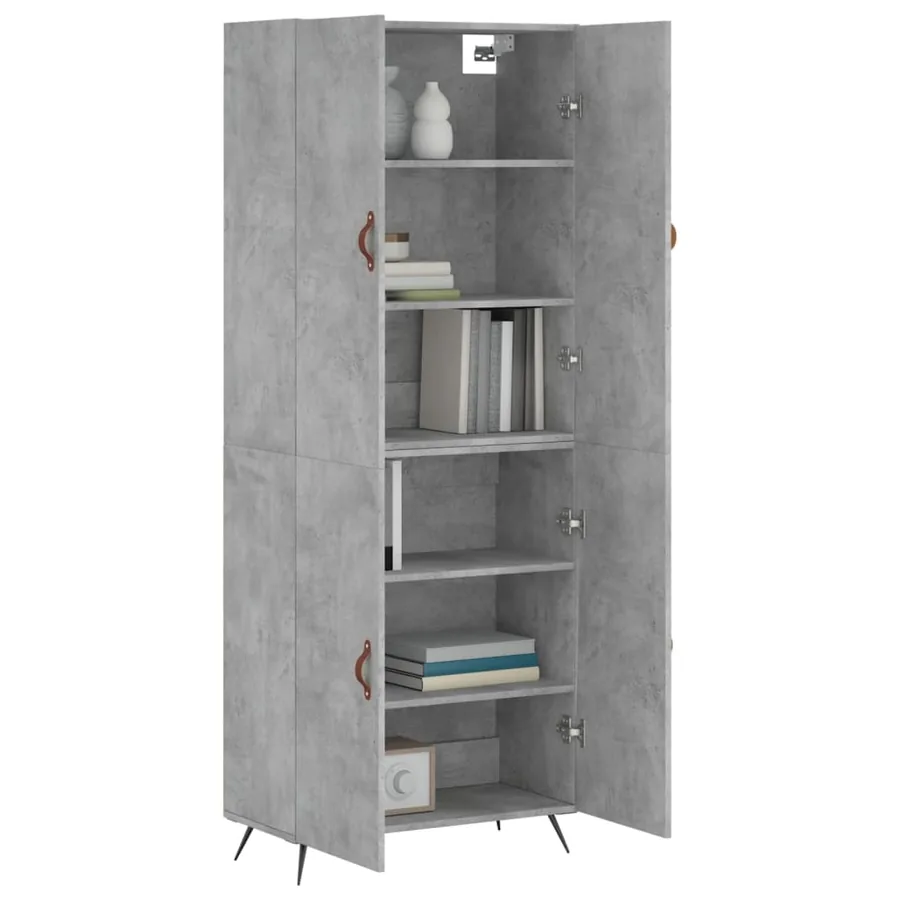 Buffet haut Gris béton 69,5x34x180 cm Bois d'ingénierie - 3