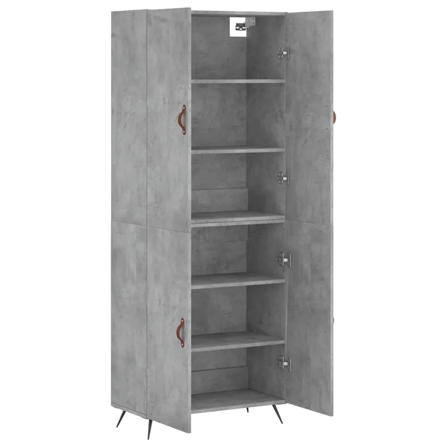 Buffet haut Gris béton 69,5x34x180 cm Bois d'ingénierie - 4