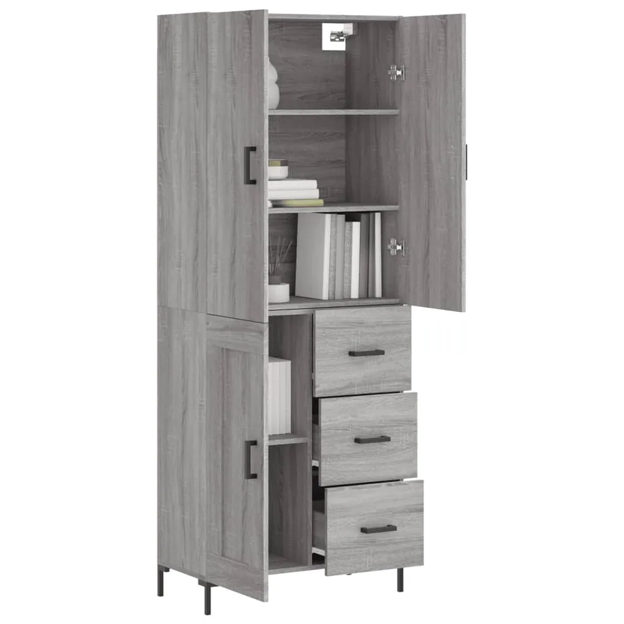 Buffet haut Sonoma gris 69,5x34x180 cm Bois d'ingénierie - 3