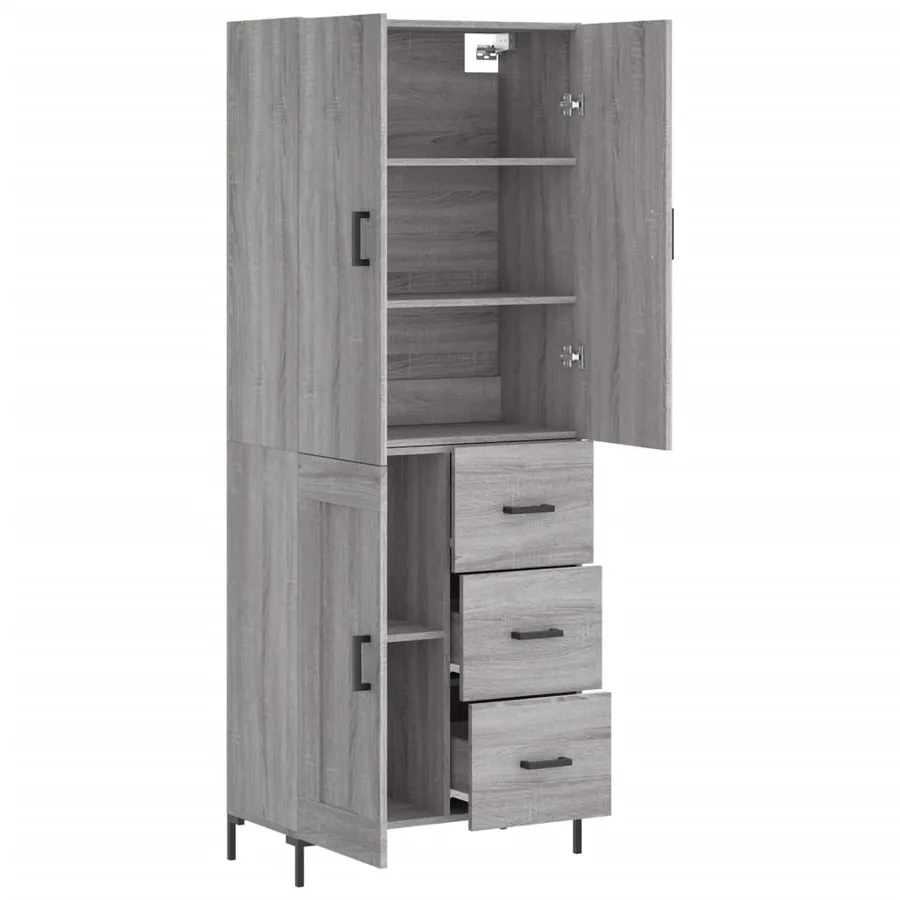Buffet haut Sonoma gris 69,5x34x180 cm Bois d'ingénierie - 4