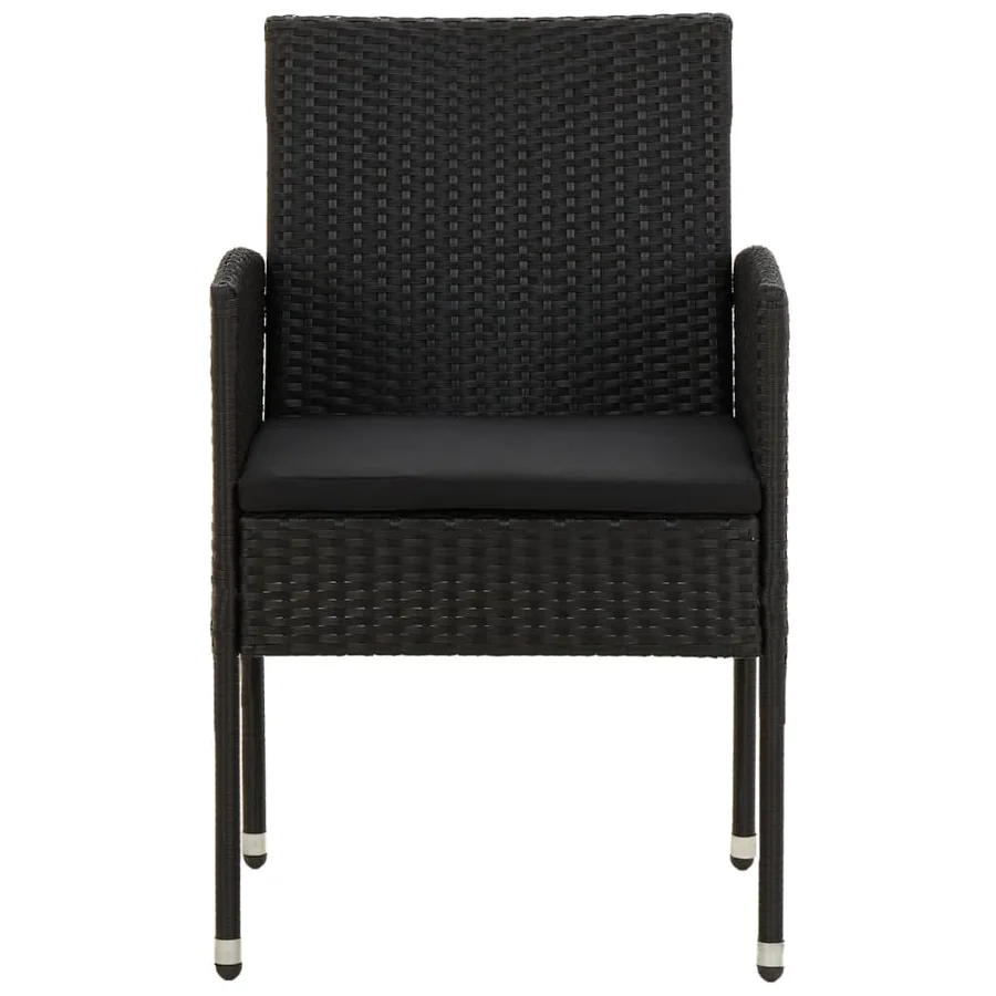 Ensemble à manger d'extérieur 9 pcs Résine tressée Noir - 5