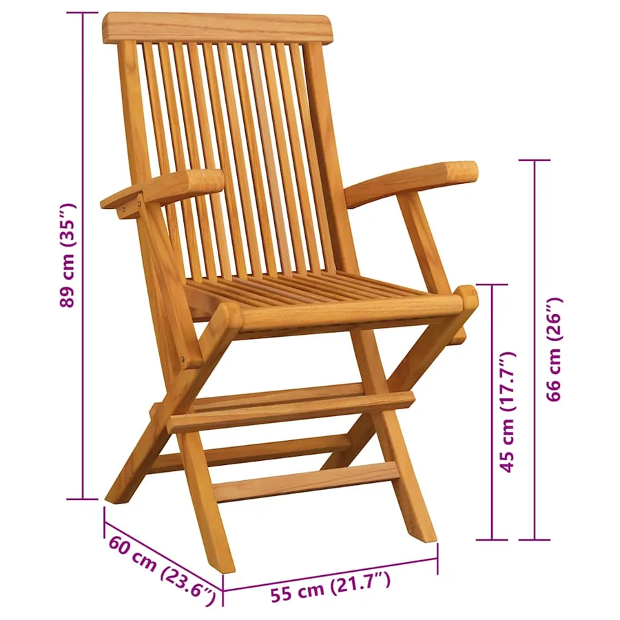 Chaises de jardin avec coussins rouge lot de 3 Bois teck massif - 11