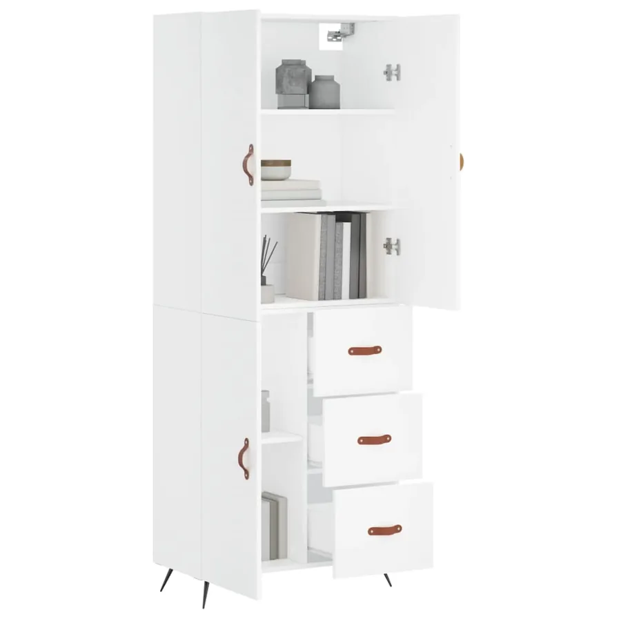 Buffet haut Blanc 69,5x34x180 cm Bois d'ingénierie - 12