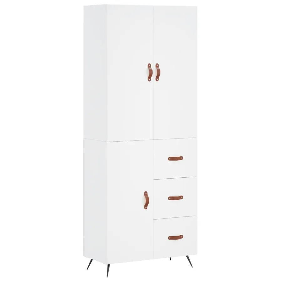 Buffet haut Blanc 69,5x34x180 cm Bois d'ingénierie - 2
