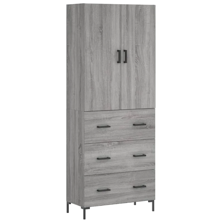 Buffet haut Sonoma gris 69,5x34x180 cm Bois d'ingénierie - 2