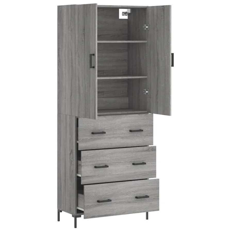 Buffet haut Sonoma gris 69,5x34x180 cm Bois d'ingénierie - 4