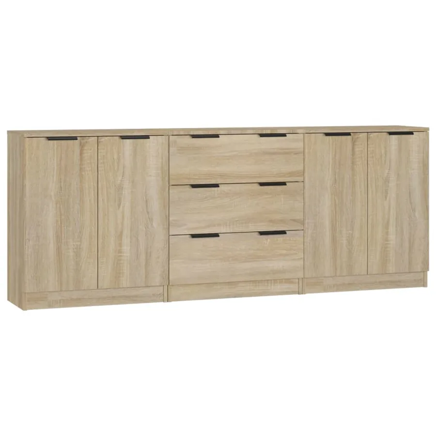 Buffets 3 pcs Chêne sonoma Bois d'ingénierie - 2