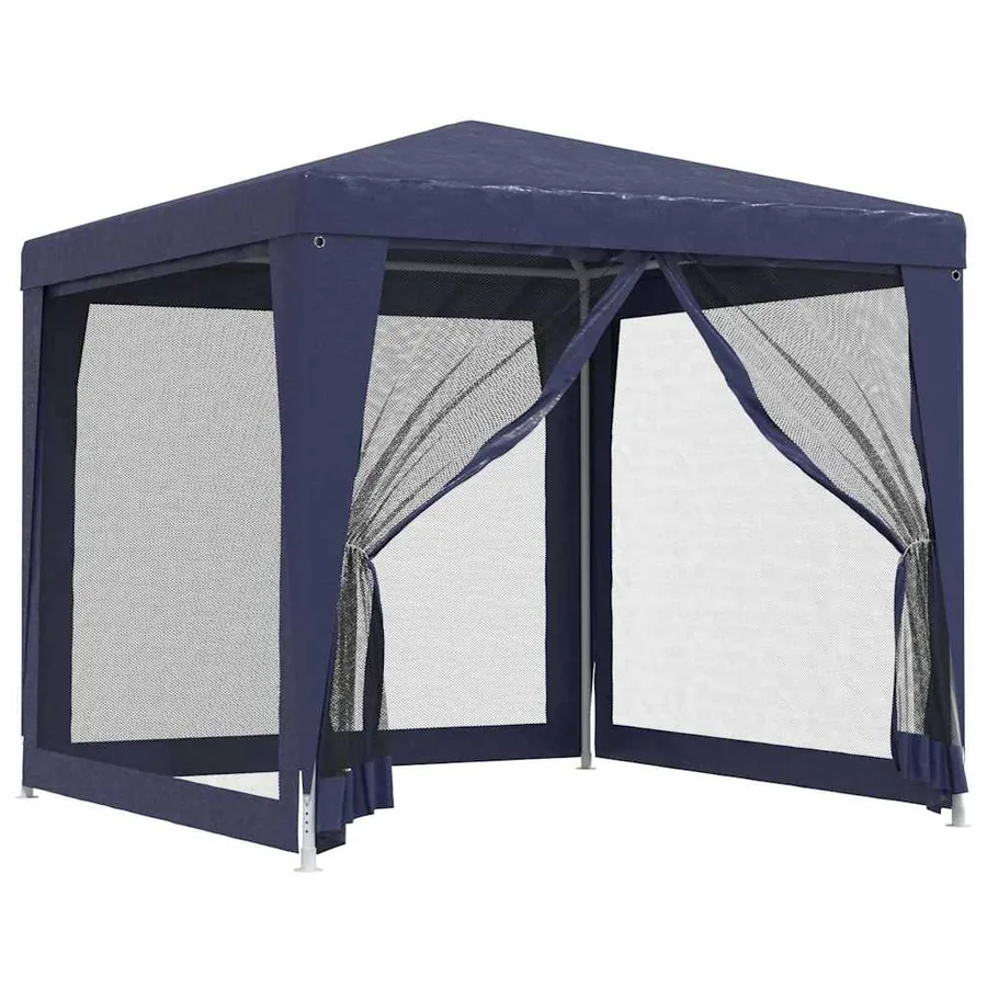 Tente de fête avec 4 parois latérales en maille Bleu 2,5x2,5 m - 2