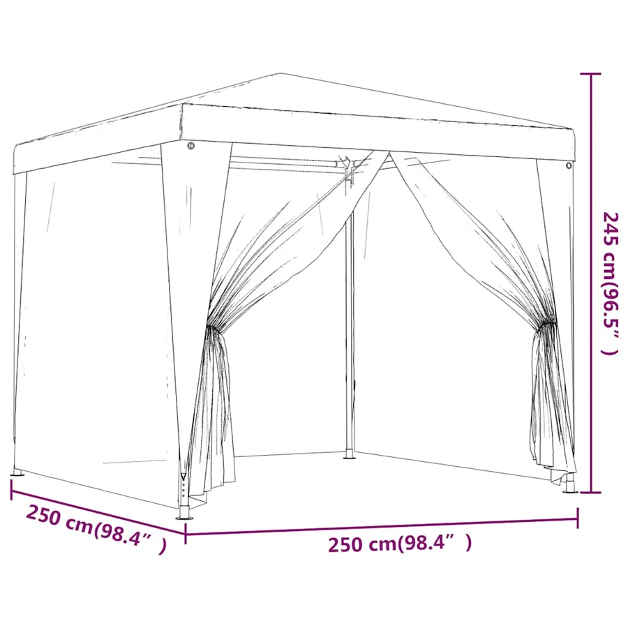 Tente de fête avec 4 parois latérales en maille Bleu 2,5x2,5 m - 7