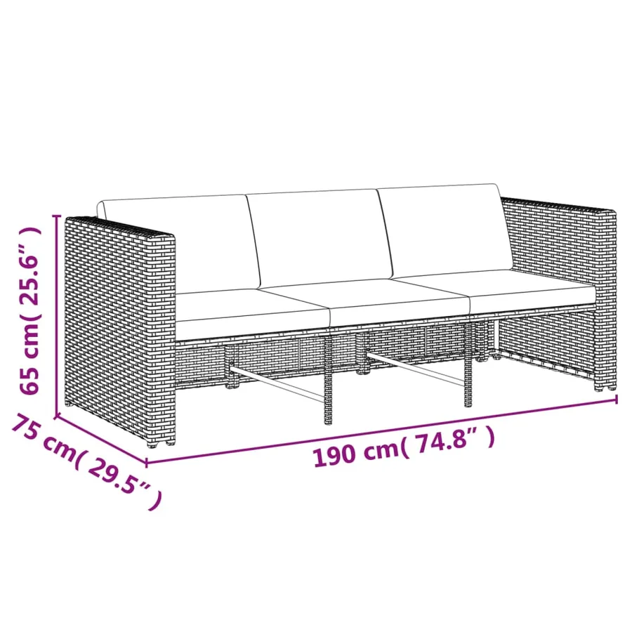 Salon de jardin 4 pcs avec coussins Résine tressée Marron - 14
