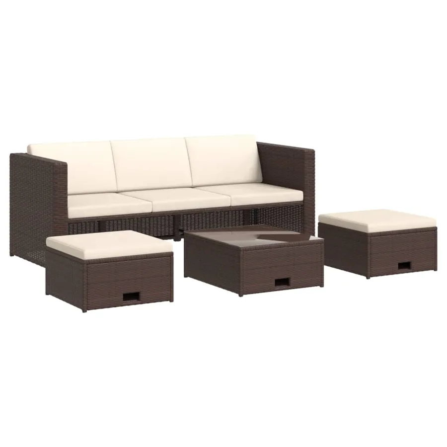 Salon de jardin 4 pcs avec coussins Résine tressée Marron - 2