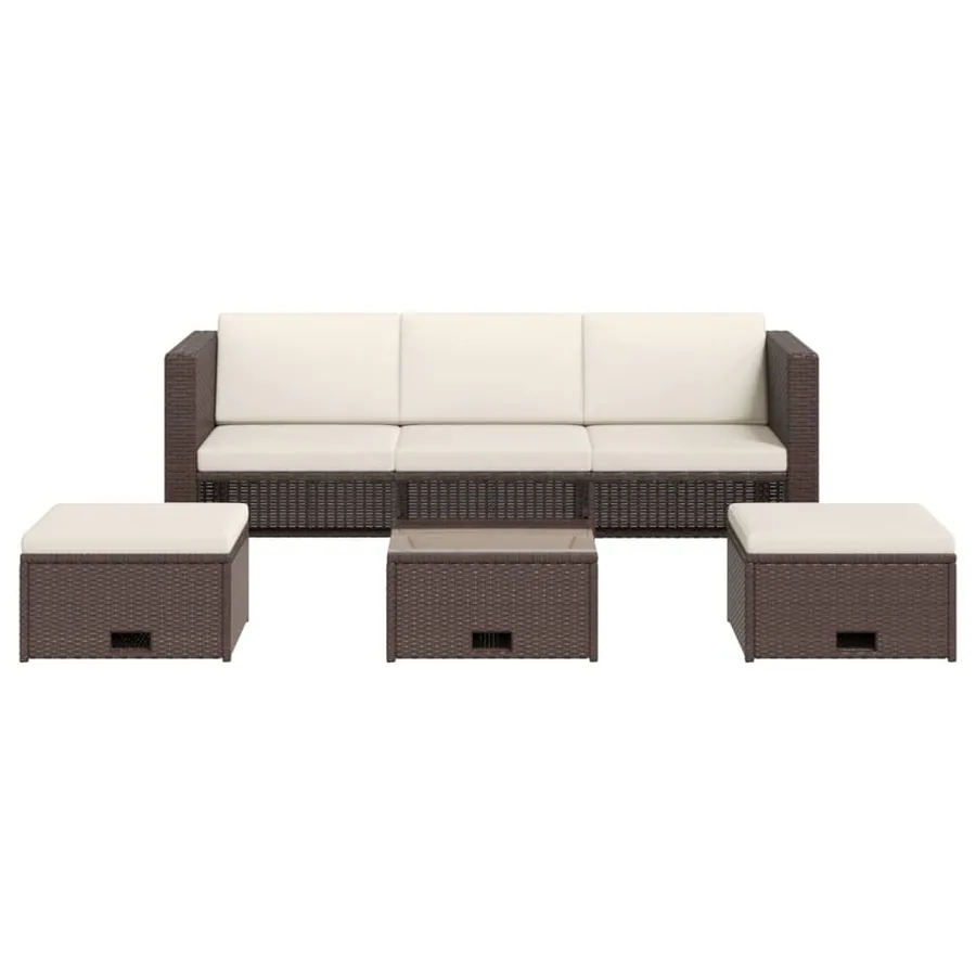Salon de jardin 4 pcs avec coussins Résine tressée Marron - 3