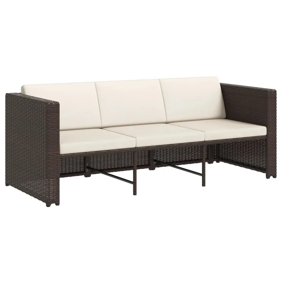 Salon de jardin 4 pcs avec coussins Résine tressée Marron - 5