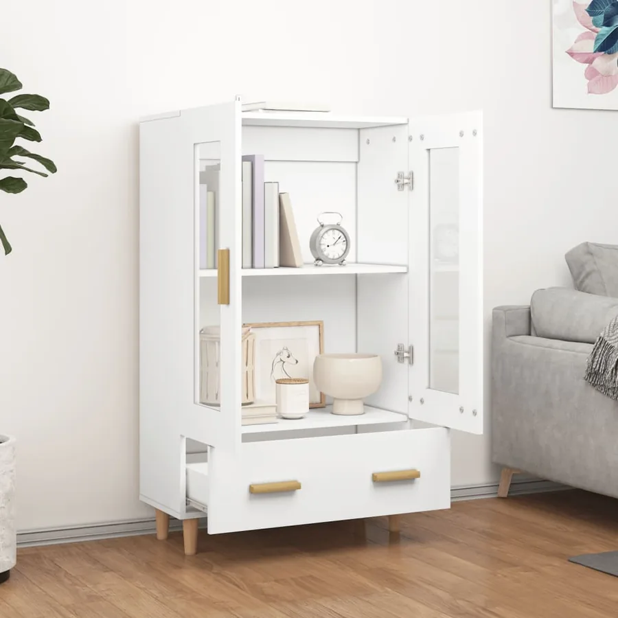 Buffet haut Blanc 70x31x115 cm Bois d'ingénierie - 3