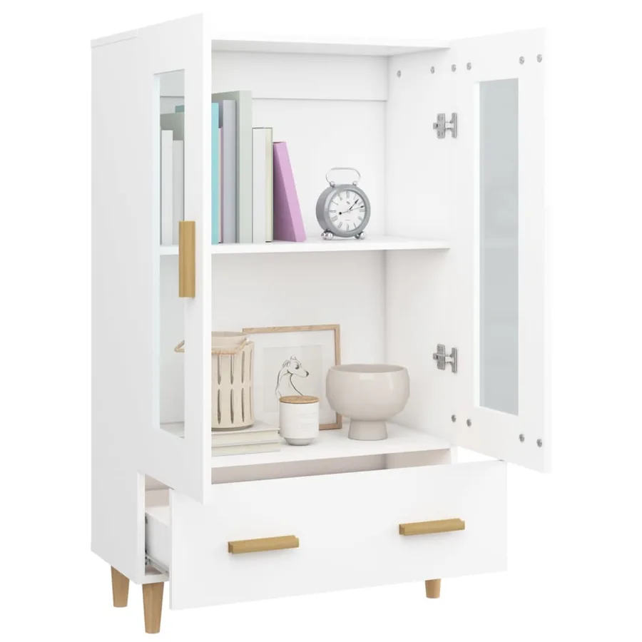 Buffet haut Blanc 70x31x115 cm Bois d'ingénierie - 4