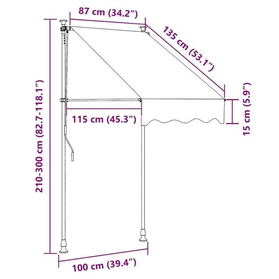 Auvent manuel rétractable 100 cm anthracite - 9