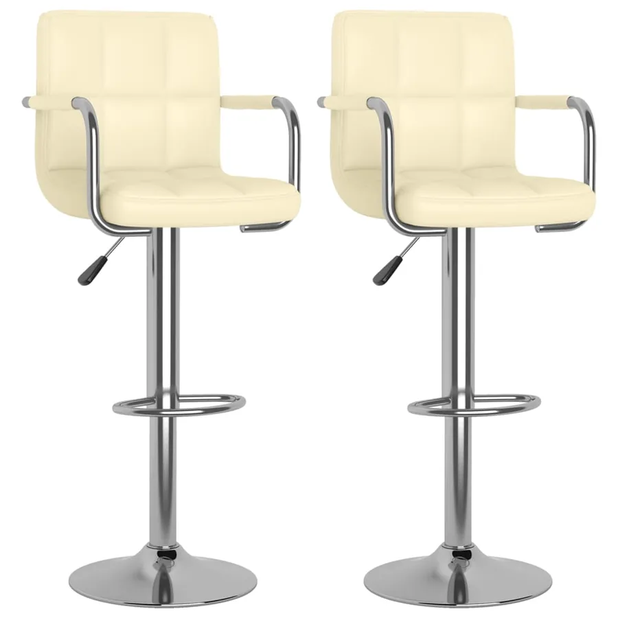 Tabourets de bar lot de 2 crème similicuir - 2