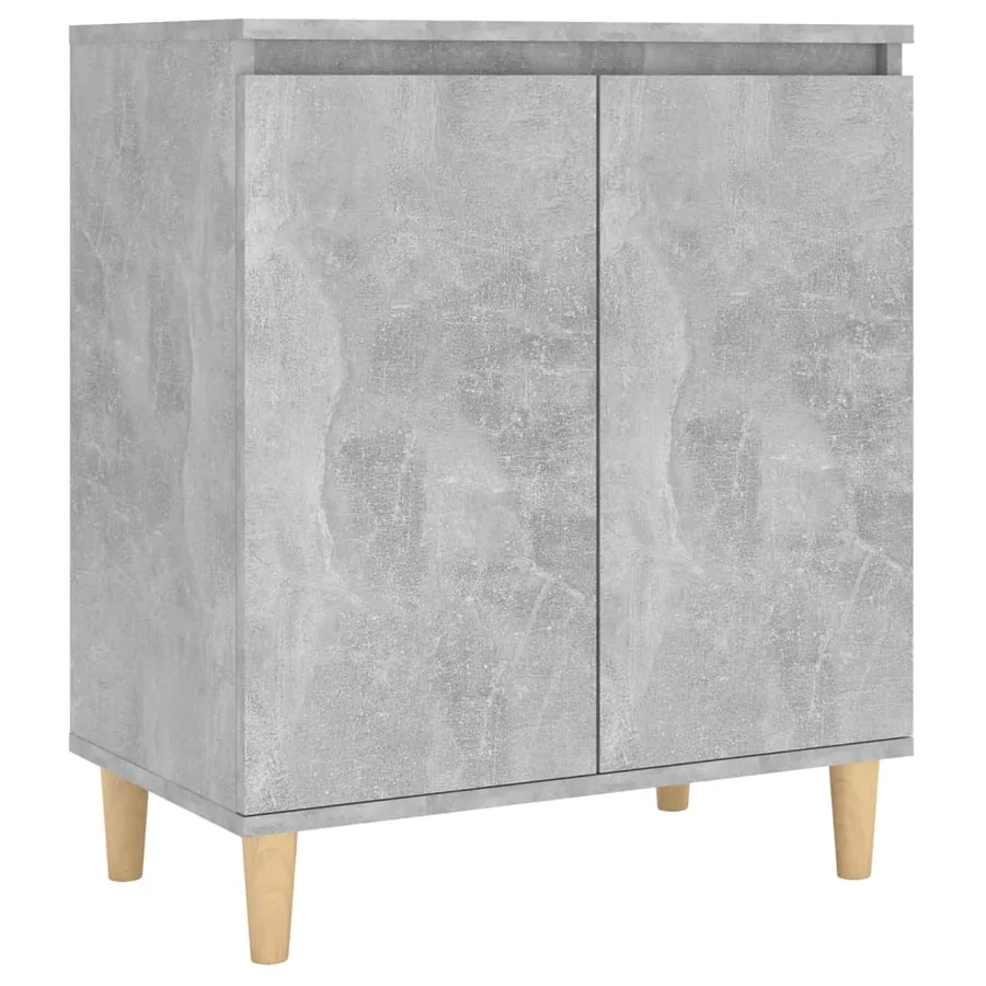 Buffet avec pieds en bois Gris béton bois d'ingénierie - 2