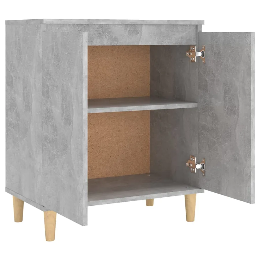 Buffet avec pieds en bois Gris béton bois d'ingénierie - 7